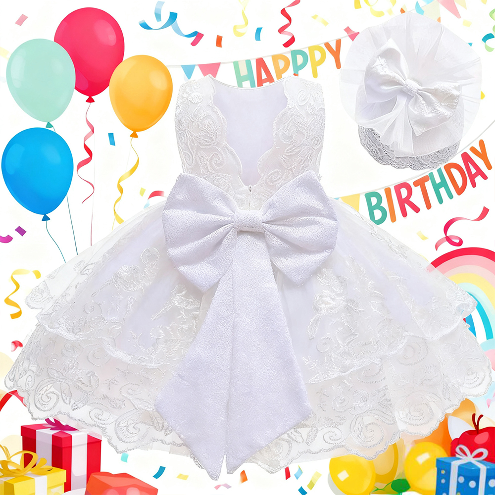 Baby Clothing Deals - Newborn White Baptismal Costumes Backless Bowknot