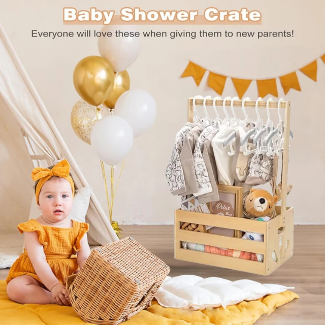 Baby Clothes Organiser - Wooden Baby Shower Crate Closet Smooth