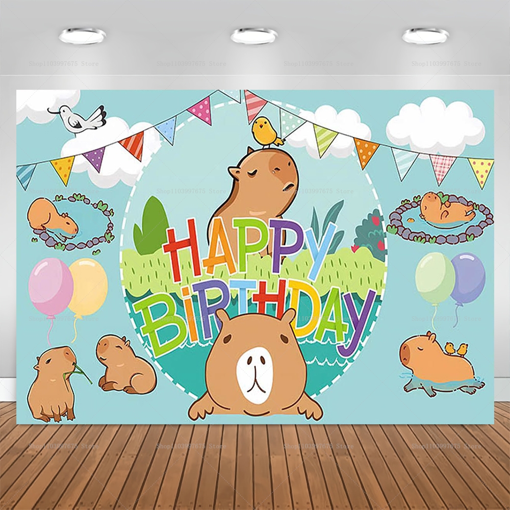 Cute Capybara Theme Backdrop C - Baby Clothing Easter recension och pris