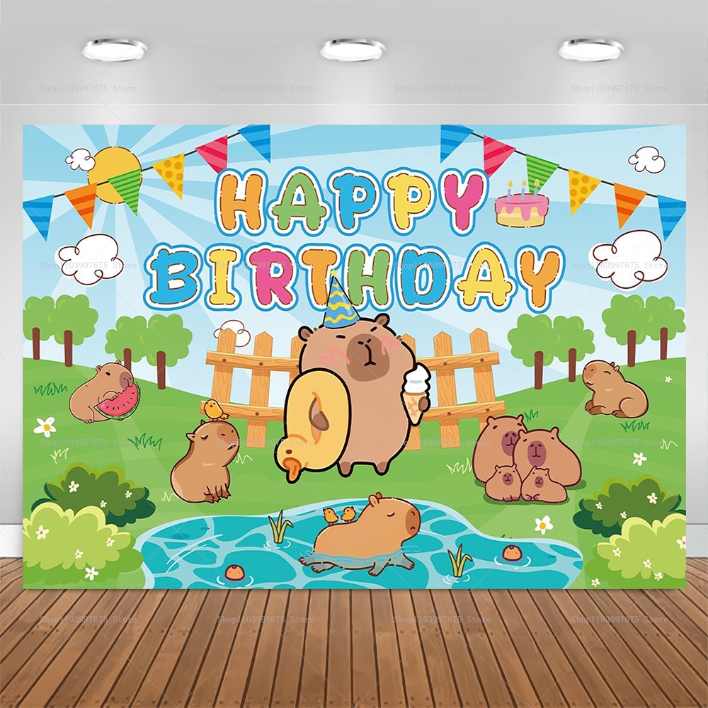 Cute Capybara Theme Backdrop C - Baby Clothing Easter recension och pris