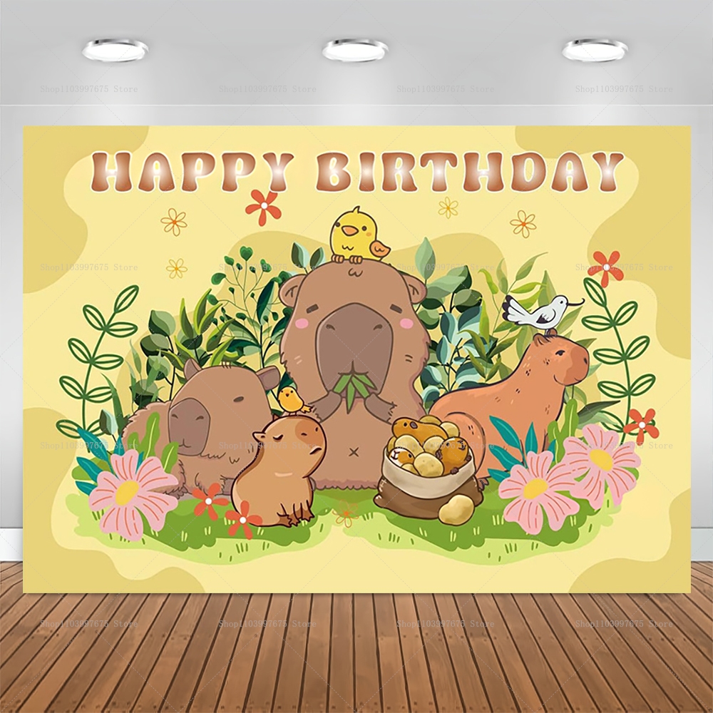Cute Capybara Theme Backdrop C - Baby Clothing Easter recension och pris
