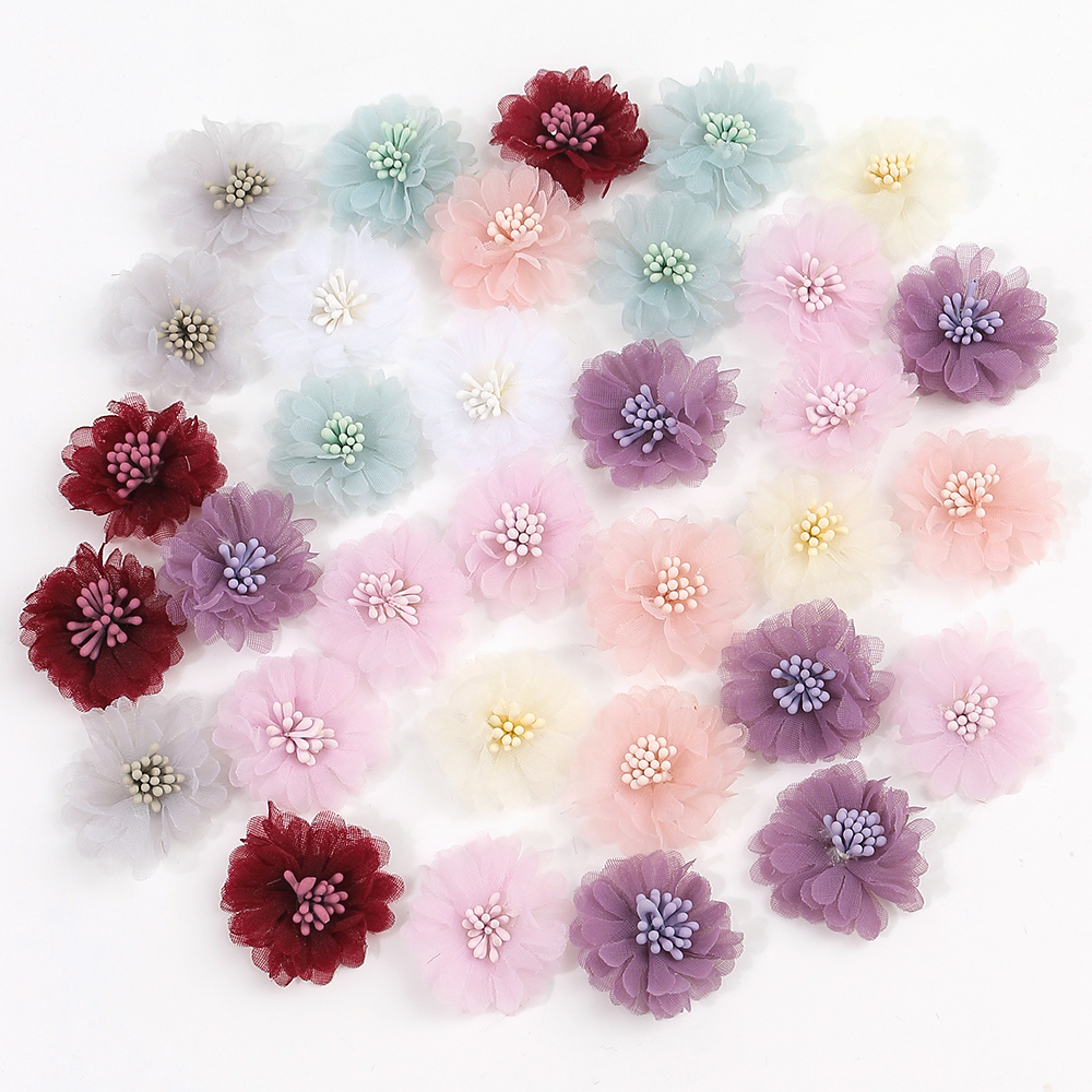 10Pcs 4cm Chiffon Flowers Head - Baby Clothing Yarn recension och pris