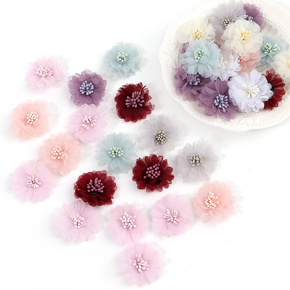 10Pcs 4cm Chiffon Flowers Head - Baby Clothing Yarn recension och pris